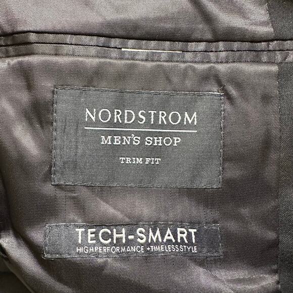 Nordstrom New Mens Blazer Trim Fit Tech Smart 2 Button Wool Blend Black Size 36S - Picture 9 of 10